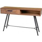 WILTEC Console d'Entrée en Métal Noir et en Bois Hampton - L120cm - 1 tiroir - Aspect bois - WADIGA