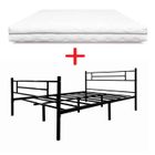 IZTOSS Ensemble Lit + Matelas - Noir - 140x190cm - Métal - Mémoire de forme - 2 places