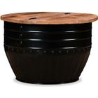 vidaXL Table basse Bois de récupération massif Forme de baril Noir 245255