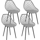 WAFTING Lot de 4 Chaises,Siège en Polyéthylène d'une Seule Pièce, Chaises Étanches sans Accoudoirs,Gris
