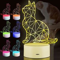 Lampe de table pour enfants,3D Cat Illusion Night Light 16 Couleurs avec Télécommande Lumière Décorative Cadeau Préféré pour
