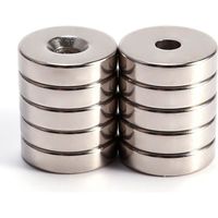 10x Magnet Aimant Néodyme NdFeB N50 nickelé disque 20x5mm trou 5mm ménage bricolage