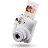 Appareil photo instantané FUJIFILM Instax Mini 12 en blanc argile, photos lumineuses avec exposition automatique, idéal pour les