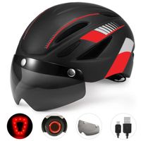 Casque de vélo/moto avec visière magnétique détachable - Black Red[E] - Homme - étanche - protection UV