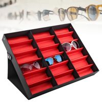 Étui de rangement pour lunettes 18 grilles lunettes présentoir lunettes de boîte de rangement lunettes organisateur Haute Qualité