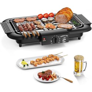 Barbecue De Table Électrique Sans Fumée 1800W - Grill Intérieur Pour 4-6 Personnes, Thermostat 260°C, Orange