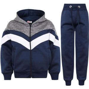 SURVÊTEMENT Survêtement Enfant Unisexe Polaire à panneaux contrastants Marin - Haut et Bas Jogging Costume 5-13 Ans