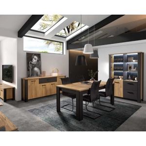 Salle à manger complète Chêne à led - MASGOT n°1 Couleur