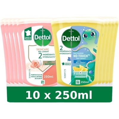 Lot De 6 Recharges DETTOL Savon No Touch Aloe Vera 250 Ml - Neuf