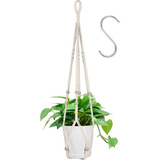 Lot De 3 Suspensions Macramé Pour Plantes - Corde En Coton, Tailles 58/74/89 Cm, Décoration Bohème - 13