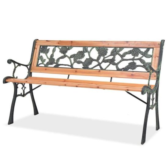 Banc De Jardin Practixx En Bois Et Acier – Avec Dossier Et Accoudoirs – 122 X 80 X 60 Cm, Charge Max 160 Kg