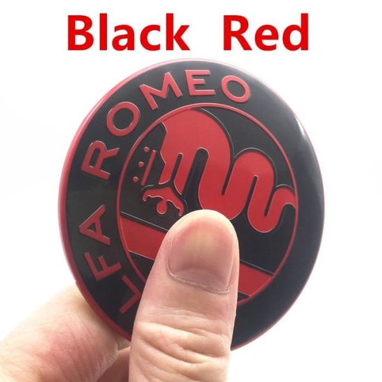 2 Emblèmes Alfa Romeo Noir Et Blanc 74mm - Pour Capot Avant Et Arrière, Compatible 147, 156, 159, Mito, Brera