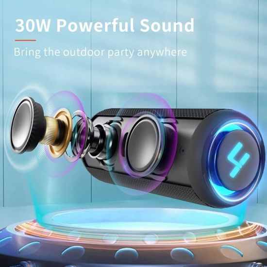 Haut-parleur Bluetooth S61U-1 Avec lecteur de carte, radio FM , entrée USB et LED RVB