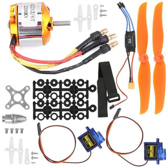 Set De Pièces RC Avion – Moteur 2212 2200KV, ESC 30A, Servo SG90, Hélices, Pour Drone