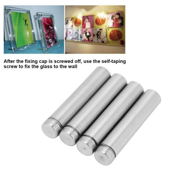 ZAMXHUG 4pcs Entretoise De Verre Argent - Supports De Panneaux, Support Vis Publicité, Acier Inoxydable Publicité Vis, Support D'entretoise En Verre À Vis Pour Le Montage Et La Fixation Du Verre