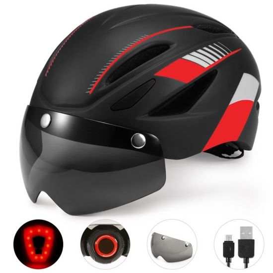 Casque Vélo Avec Lumière LED Et Visière Magnétique – Taille Réglable, Homme/Femme