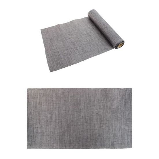 Chemin De Table QSUM Gris Avec 4 Sets – Tissu Coton Et Lin épais – 32x180 Cm + Sets 30x40 Cm – Décoration Classique