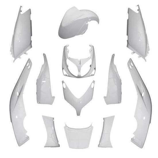 carrosserie/carenage maxiscooter adaptable yamaha 500 tmax 2001>2007 blanc brillant -style origine- (kit 12 pieces)  -p2r-