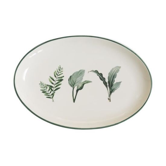 Plat ovale vintage en faïence ocre Français années 70