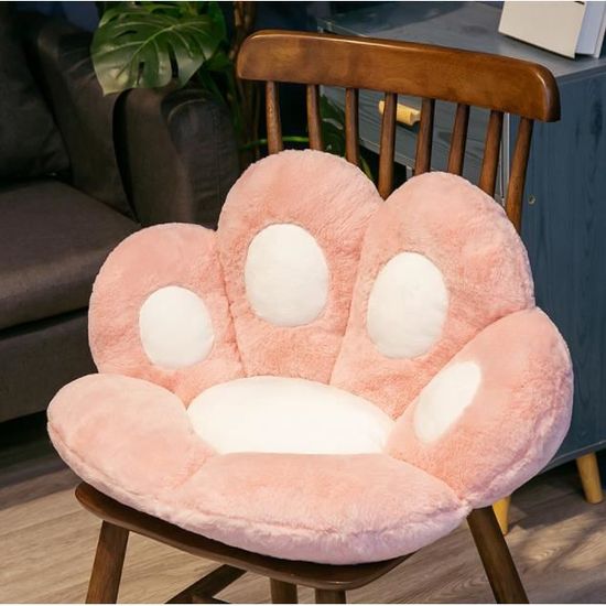 Coussin Siège En Forme De Patte De Chat - 60x52 Cm, Imitation Fourrure, Doux, Pour Chaise, Sol, Bureau