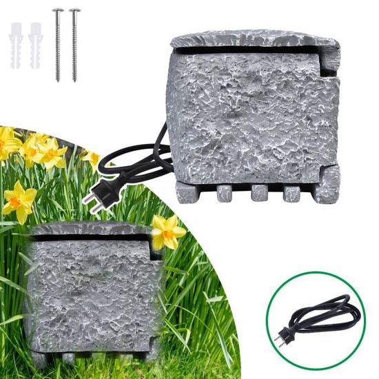 Prise Jardin Quadruple WilTec – Aspect Granit – IP44 – 1.5m – NEUF