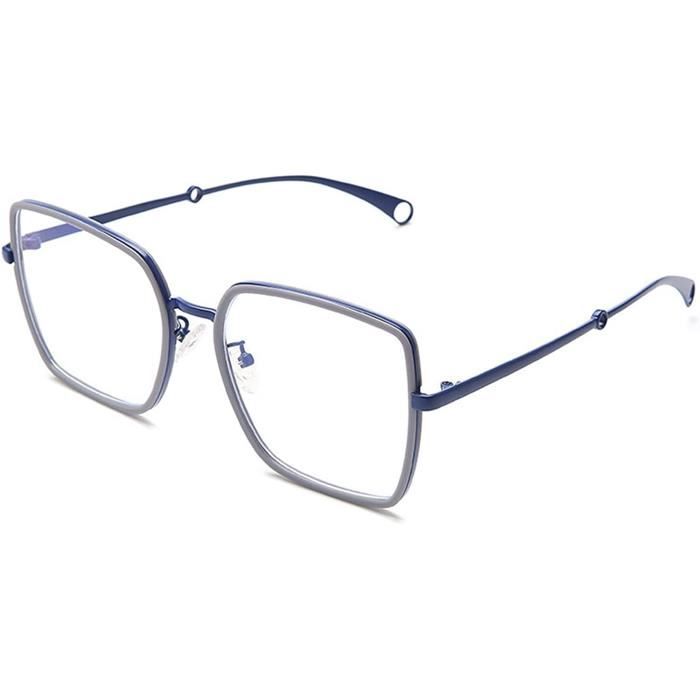Lunettes Anti-lumière Bleue Femmes - Cadre Métal Rétro Carré, Surdimensionné, Protection écrans