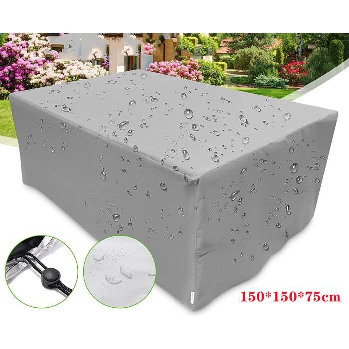 Housses de meubles de jardin pour extérieur, Housse de Protection Étanche Tissu Oxford Imperméable, (150 x 150 x 75 cm) - argent