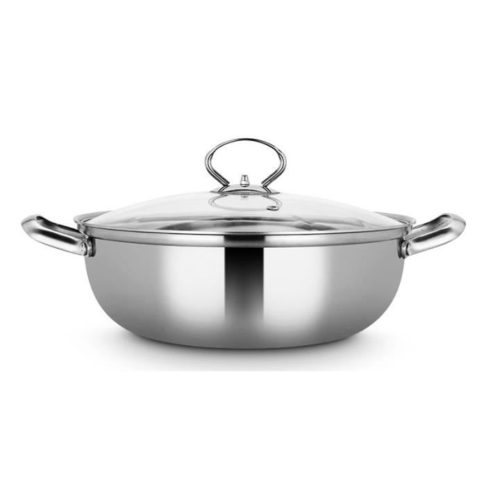 Faitout D:26 cm + Couvercle de verre - inox