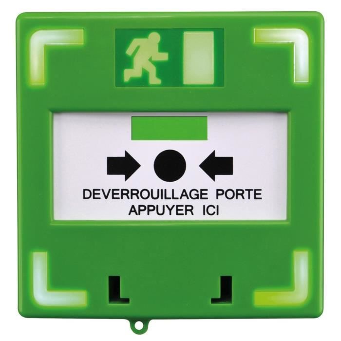 Déclencheur manuel vert lumineux et sonore - Alarme autonome