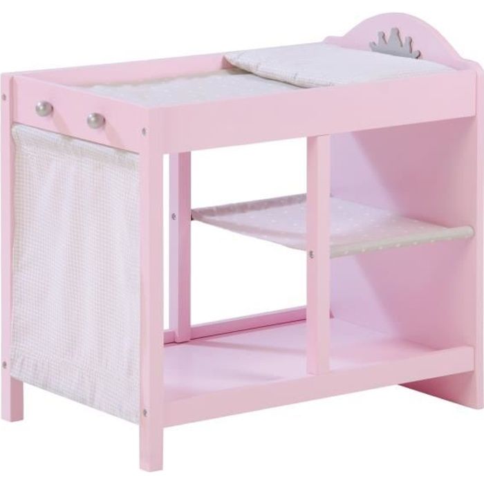 ROBA Commode et lit de poupée, série meuble de poupée -Sophie-, avec accessoires textile