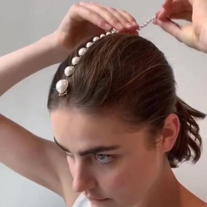 bandeau - serre-tête -FASHIONSNOOPS Ins mode femmes filles élégantes perles pinces à cheveux crist...- Modèle: 60268-CE -