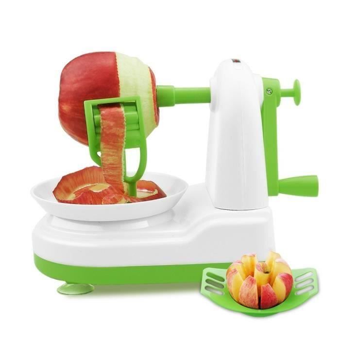 Épluche Pommes, Multifonction Cuisine Pèle Pommes de Poire, Pommes, Fruits, Légumes et Pomme coupé(vert)