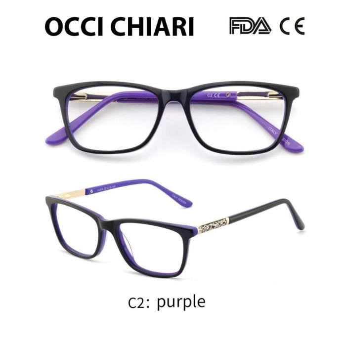 Montures de Lunettes de vue,OCCI CHIARI lunettes de vue cadres pour femmes marque de créateurs de haute qualité - Type C2 purple
