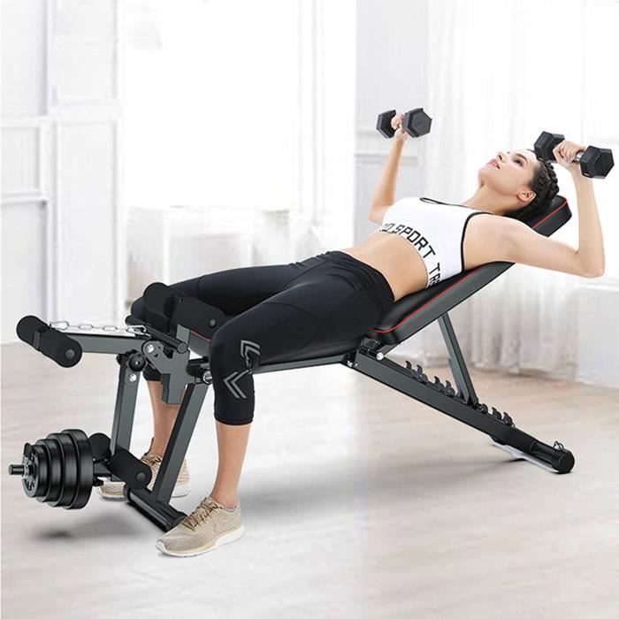 BANC DE MUSCULATION AAGYJ Chaise deacutequipement de Fitness Banc reacuteglable en ABS inclinable Assis Presse agrave Poids Plat610