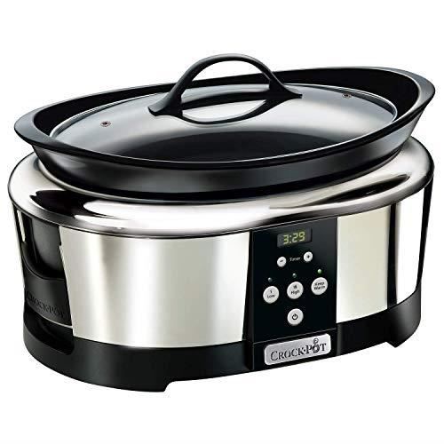 Crock Pot SCCPBPP605 Mijoteuse électrique programmable, 5,7L (5-6 personnes), avec minuterie numérique, Inox SCCPBPP605