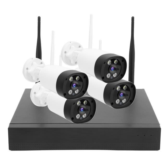 Cuque Surveillance à maison Système de Caméra de Sécurité Sans Fil WiFi IP66 3MP HD NVR 8 Canaux avec 4pcs Alimentation 12V1A