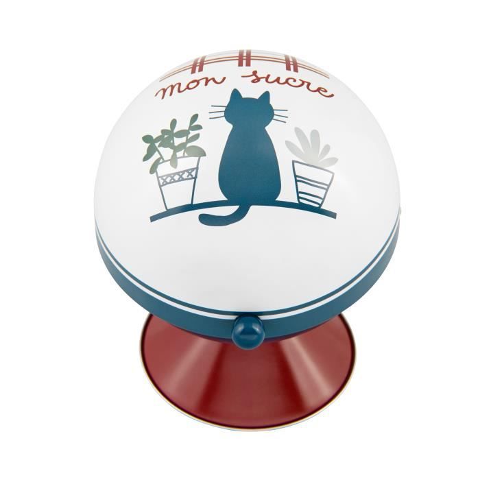 Boule à Sucres MA CUISINE AU NATUREL en métal bleu chat - Sucrier de Rangement Boîte Distributeur Cuisine - DLP Derrière La Porte