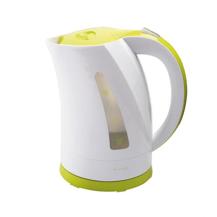 Bouilloire 2200W sans fil Blanc-Vert 1,7L avec réservoir d’eau visible - DOM298BV