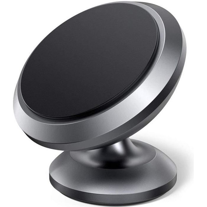 Support Téléphone voiture Magnétique Universel Portable rotation 360°acier inoxydable - Argenté