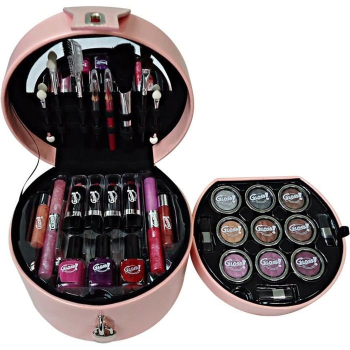 Coffret cadeau coffret maquillage mallette de maquillage collection Glam's Rose - 33pcs