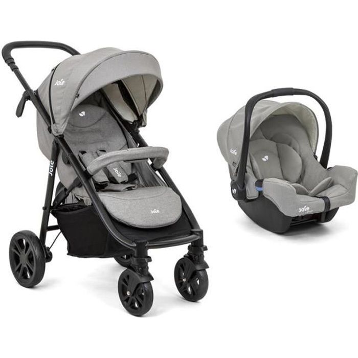 JOIE Litetrax 4 dlx 2en1 - Poussette compacte pliable avec siège auto GEMM - Gris Pebble