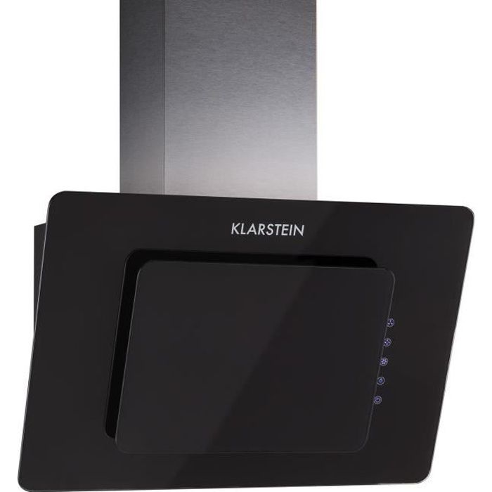 Klarstein Lorea Hotte aspirante murale décorative silencieuse 60cm - évacuation ou recyclage 350 m³/h - panneau tactile - verre noir