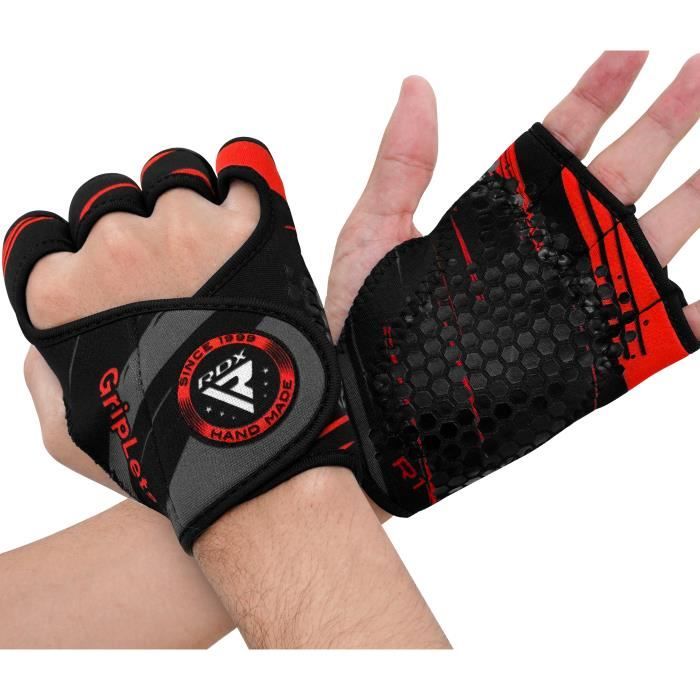 RDX Fitness Alternative aux gants de musculation Perfect Grips Gym Haltérophilie Gymnastique Palm Grip, Rouge, L-XL