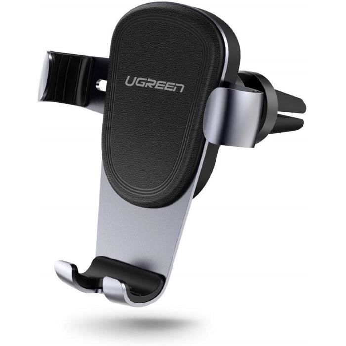 UGREEN Support Téléphone Voiture par Gravité à Grille Aération en Aluminium Angle Réglable Compatible avec iPhone Samsung etc