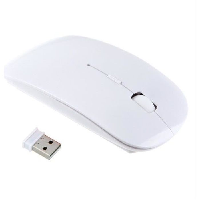Souris Ultra Plate pour MACBOOK Pro APPLE Sans Fil USB Universelle Capteur Optique 3 Boutons Couleur - Couleur:BLANC