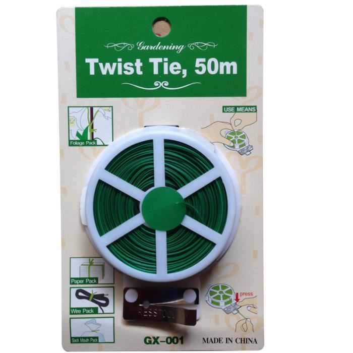 50m attaches de câble de fil de fer enduit de plastique outils de jardinage cravates d'artisanat rouleau pour paquet de feuillage