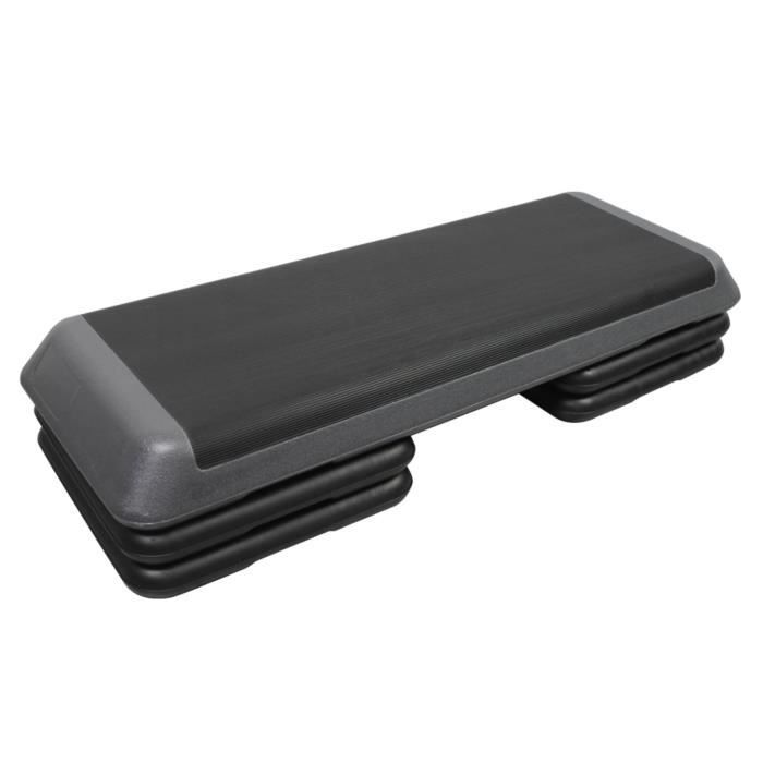 PRISP Stepper Fitness 110 cm à 3 Niveaux (4 - 6 - 8 in - 10 - 15 - 20 cm), Large Step Aerobic pour Excercice à la Maison