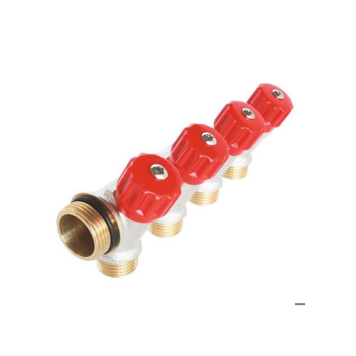 SOMATHERM Collecteur Sanitaire - Mini-Vannes Auto-Etanche - Indexable Mâle Femelle 3/4- - 4 Sorties à Portée Plate Mâle 1/2-