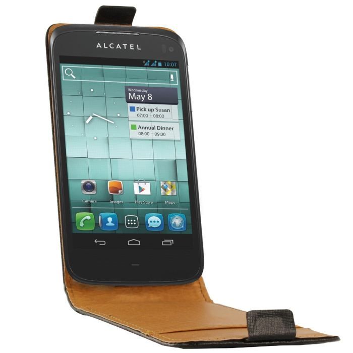 SWISSCHARGER Etui cuir noir pour Alcatel OT-997