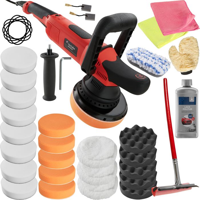 TECTAKE Polisseuse Excentrique 1650 à 4800 tours par minute - Set 1 + Accessoires